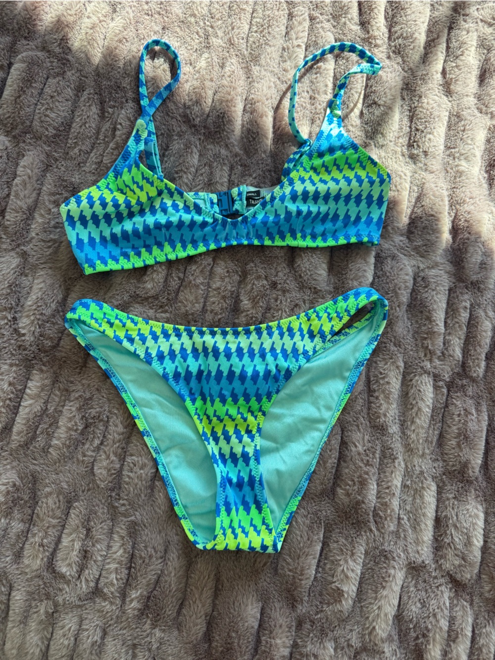 Triangl Swimwear Blue and Green Bikini